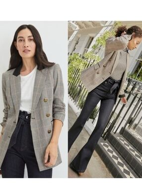 Veronica Beard Ellette Plaid Houndstooth tweed Black Dickey Jacket Blazer Size 0